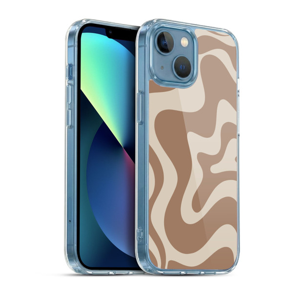 Kierkegaard Design Studio Retro Abstract Patterns Milk Brown Beige Swirl Soft Gel Case for Apple iPhone 13 Mini & MagSafe