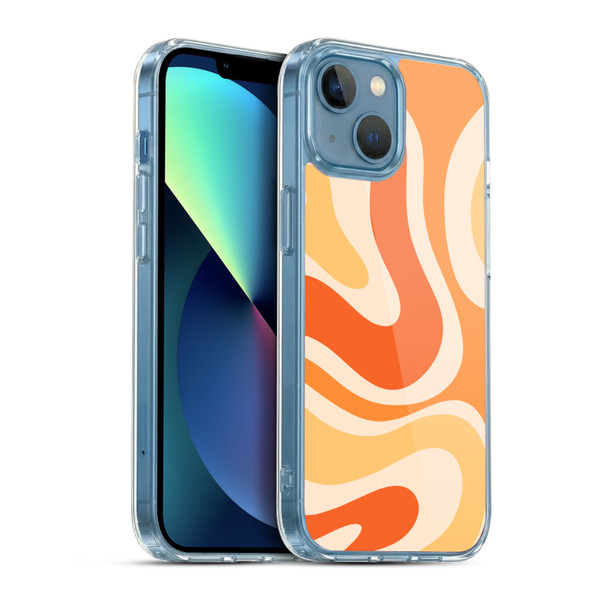 Kierkegaard Design Studio Retro Abstract Patterns Modern Orange Tangerine Swirl Soft Gel Case for Apple iPhone 13 Mini & MagSafe