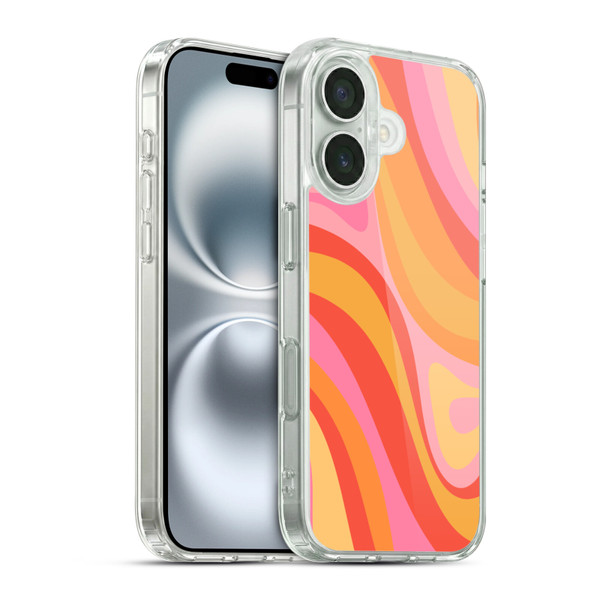 Kierkegaard Design Studio Retro Abstract Patterns Pink Orange Yellow Swirl Soft Gel Case for Apple iPhone 16 & MagSafe