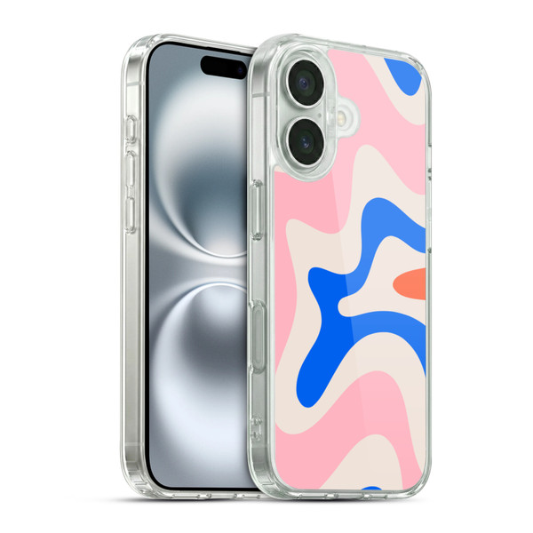 Kierkegaard Design Studio Retro Abstract Patterns Pink Blue Orange Swirl Soft Gel Case for Apple iPhone 16 & MagSafe