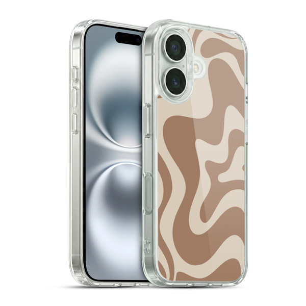 Kierkegaard Design Studio Retro Abstract Patterns Milk Brown Beige Swirl Soft Gel Case for Apple iPhone 16 & MagSafe