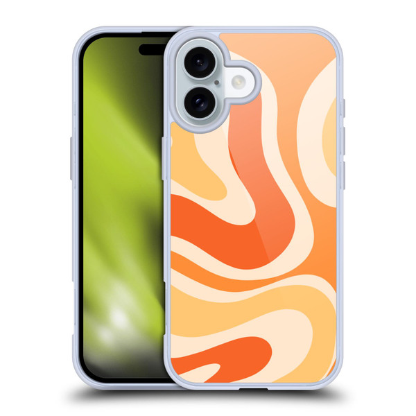 Kierkegaard Design Studio Retro Abstract Patterns Modern Orange Tangerine Swirl Soft Gel Case for Apple iPhone 16