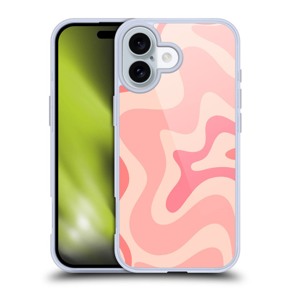 Kierkegaard Design Studio Retro Abstract Patterns Soft Pink Liquid Swirl Soft Gel Case for Apple iPhone 16