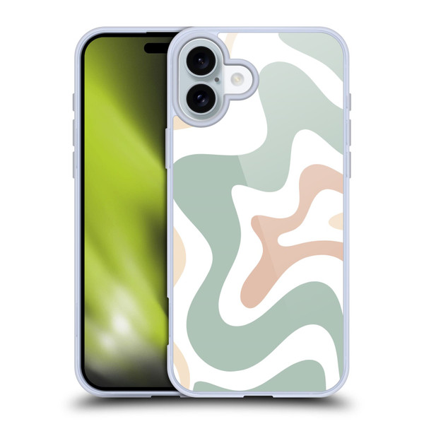 Kierkegaard Design Studio Retro Abstract Patterns Celadon Sage Swirl Soft Gel Case for Apple iPhone 16 Plus