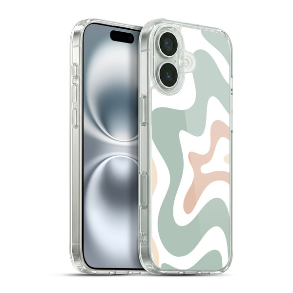 Kierkegaard Design Studio Retro Abstract Patterns Celadon Sage Swirl Soft Gel Case for Apple iPhone 16 Plus & MagSafe