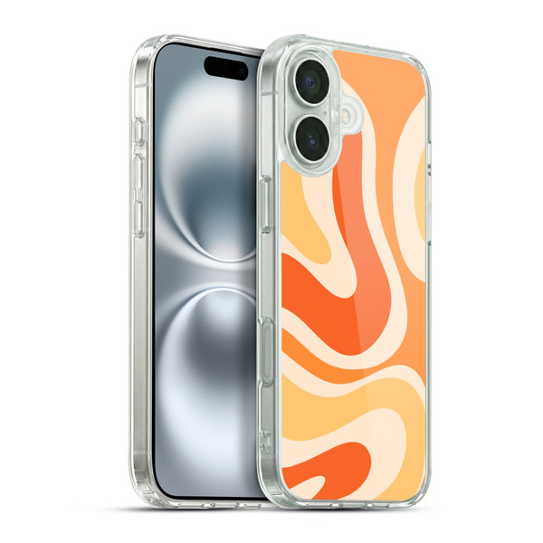 Kierkegaard Design Studio Retro Abstract Patterns Modern Orange Tangerine Swirl Soft Gel Case for Apple iPhone 16 Plus & MagSafe