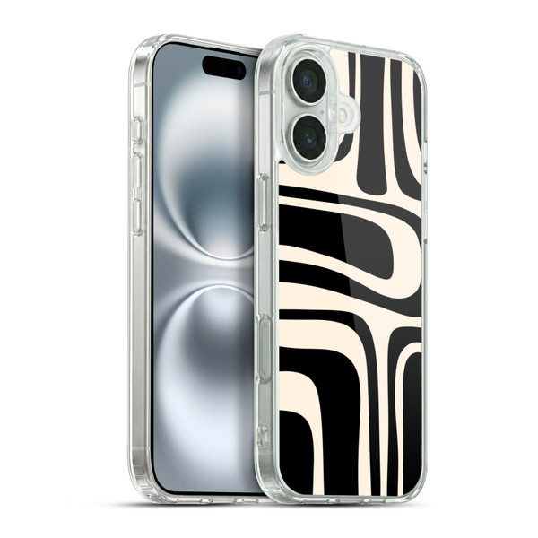 Kierkegaard Design Studio Retro Abstract Patterns Palm Springs Black Cream Soft Gel Case for Apple iPhone 16 Plus & MagSafe