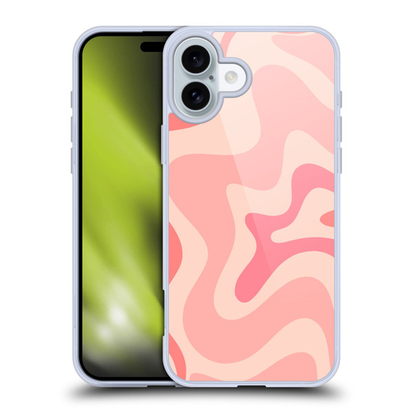 Kierkegaard Design Studio Retro Abstract Patterns Soft Pink Liquid Swirl Soft Gel Case for Apple iPhone 16 Plus