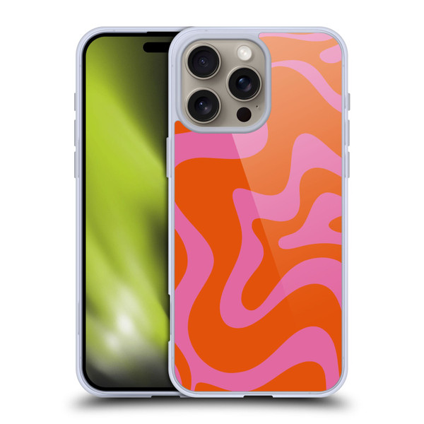 Kierkegaard Design Studio Retro Abstract Patterns Hot Pink Orange Swirl Soft Gel Case for Apple iPhone 16 Pro Max