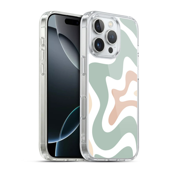 Kierkegaard Design Studio Retro Abstract Patterns Celadon Sage Swirl Soft Gel Case for Apple iPhone 16 Pro & MagSafe
