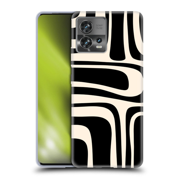 Kierkegaard Design Studio Retro Abstract Patterns Palm Springs Black Cream Soft Gel Case for Motorola Moto Edge 30 Fusion