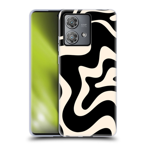 Kierkegaard Design Studio Retro Abstract Patterns Black Almond Cream Swirl Soft Gel Case for Motorola Edge 40 Neo 5G