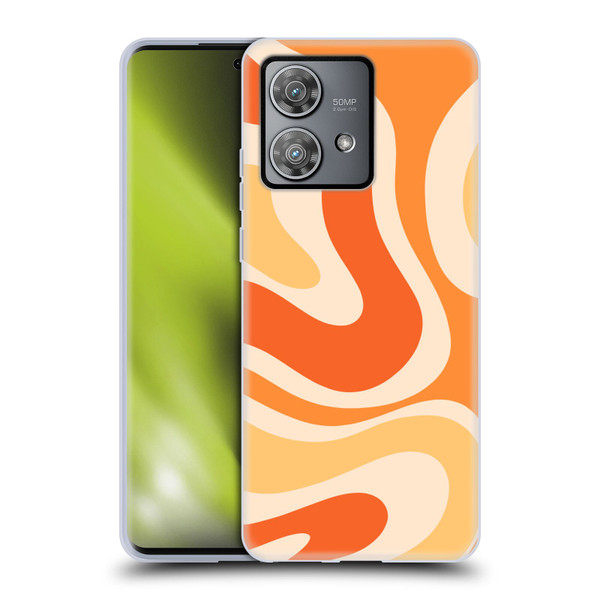 Kierkegaard Design Studio Retro Abstract Patterns Modern Orange Tangerine Swirl Soft Gel Case for Motorola Edge 40 Neo 5G