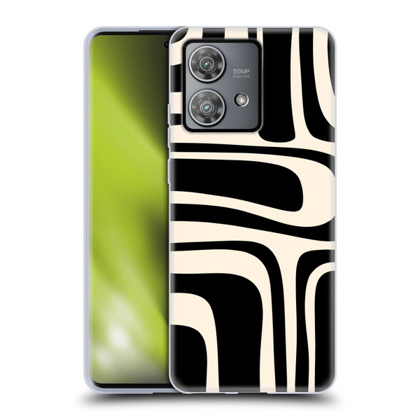 Kierkegaard Design Studio Retro Abstract Patterns Palm Springs Black Cream Soft Gel Case for Motorola Edge 40 Neo 5G