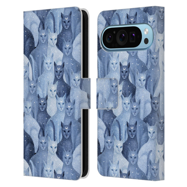 Episodic Drawing Pattern Cats Leather Book Wallet Case Cover For Google Pixel 9 / Pixel 9 Pro