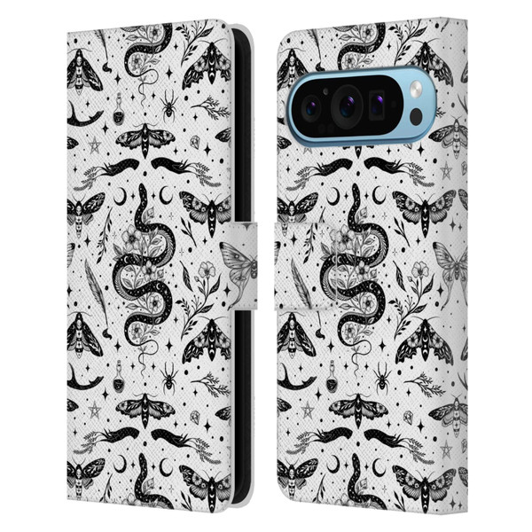 Episodic Drawing Pattern Flash Tattoo Leather Book Wallet Case Cover For Google Pixel 9 / Pixel 9 Pro