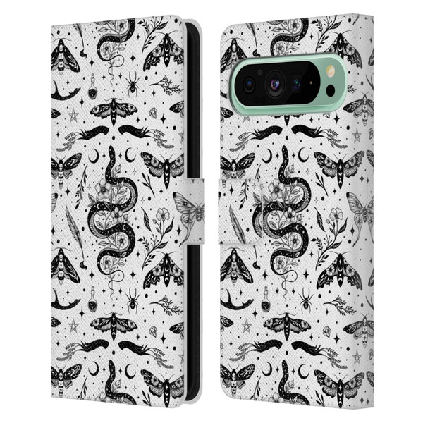 Episodic Drawing Pattern Flash Tattoo Leather Book Wallet Case Cover For Google Pixel 9 Pro XL