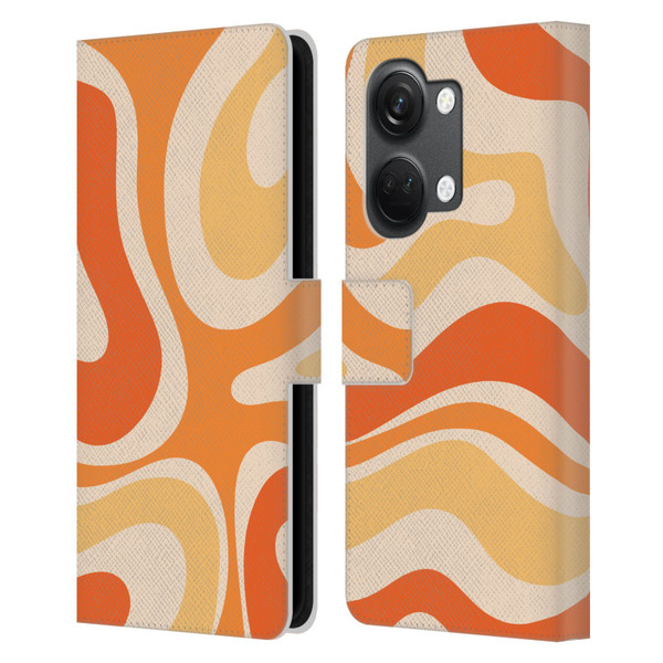 Kierkegaard Design Studio Retro Abstract Patterns Modern Orange Tangerine Swirl Leather Book Wallet Case Cover For OnePlus Nord 3 5G