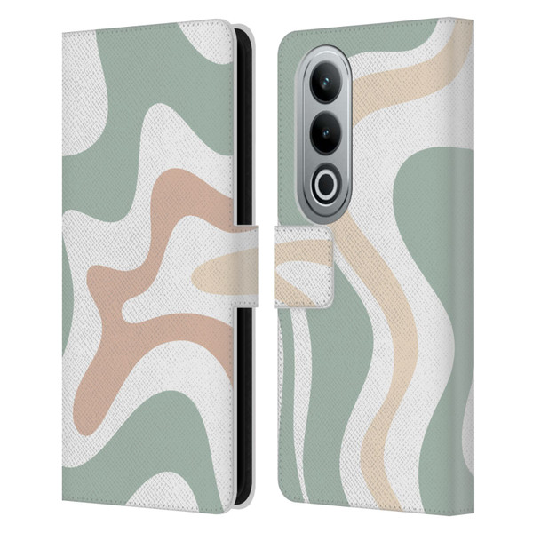 Kierkegaard Design Studio Retro Abstract Patterns Celadon Sage Swirl Leather Book Wallet Case Cover For OPPO OnePlus Ace 3V 5G