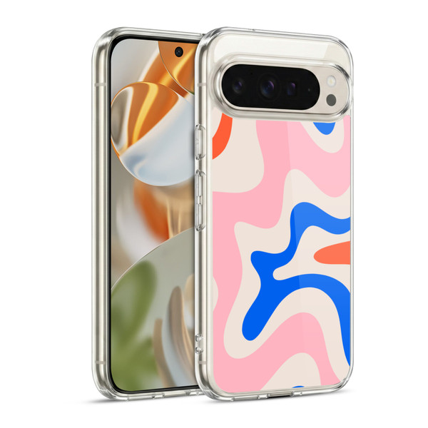 Kierkegaard Design Studio Retro Abstract Patterns Pink Blue Orange Swirl Soft Gel Case for Google Pixel 9 / Pixel 9 Pro