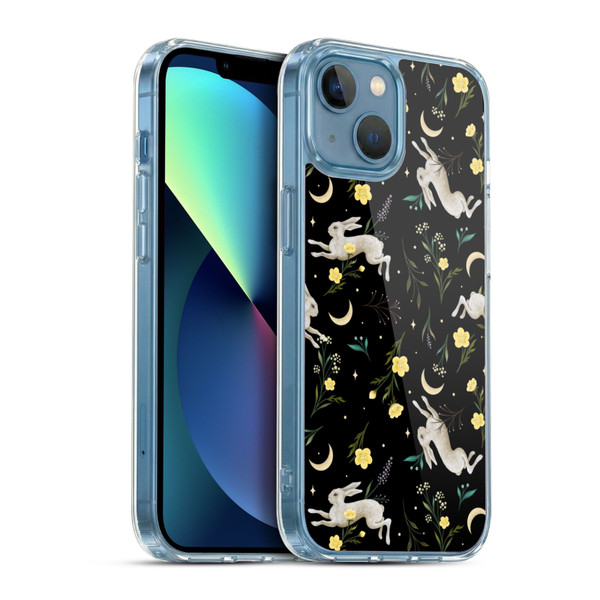 Episodic Drawing Pattern Bunny Night Soft Gel Case for Apple iPhone 13 Mini & MagSafe