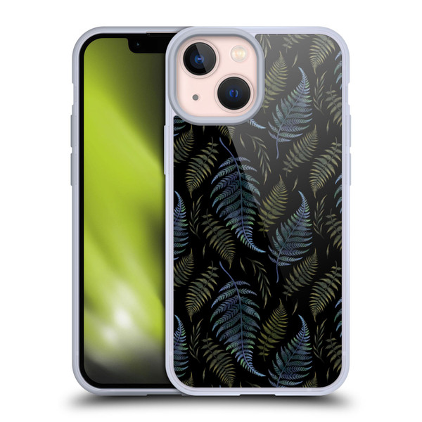 Episodic Drawing Pattern Leaves Soft Gel Case for Apple iPhone 13 Mini