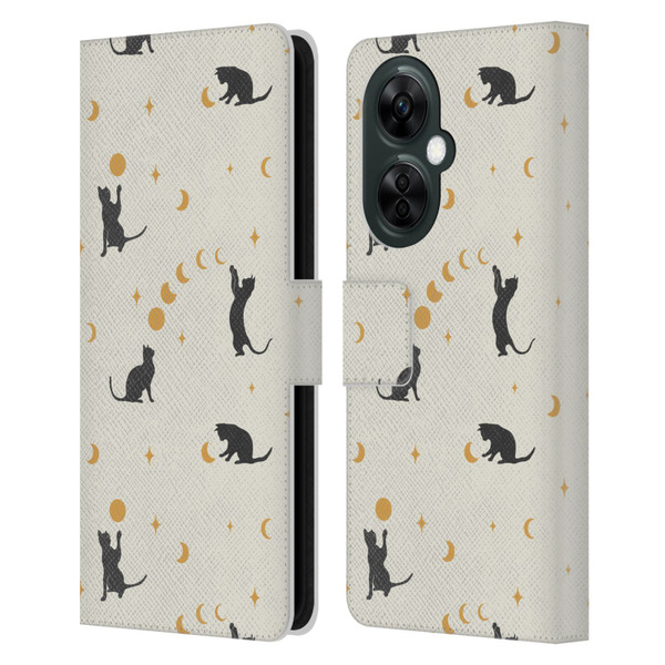 Episodic Drawing Pattern Cat And Moon Leather Book Wallet Case Cover For OnePlus Nord CE 3 Lite 5G