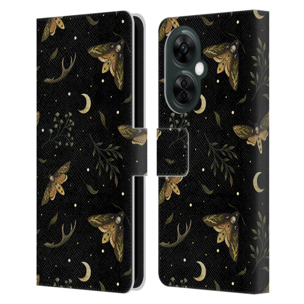 Episodic Drawing Pattern Death Head Moth Leather Book Wallet Case Cover For OnePlus Nord CE 3 Lite 5G