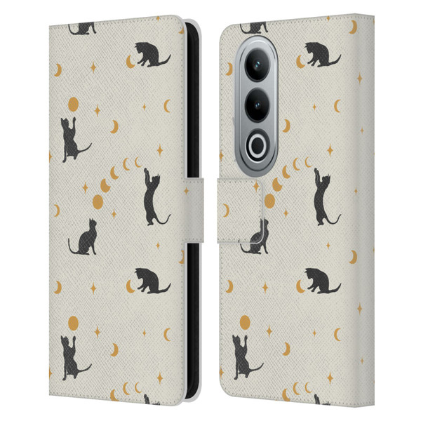 Episodic Drawing Pattern Cat And Moon Leather Book Wallet Case Cover For OPPO OnePlus Ace 3V 5G