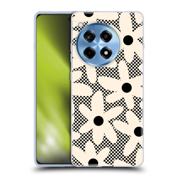 Kierkegaard Design Studio Retro Abstract Patterns Daisy Black Cream Dots Check Soft Gel Case for OPPO OnePlus Ace 3 5G