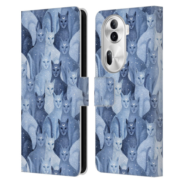 Episodic Drawing Pattern Cats Leather Book Wallet Case Cover For OPPO Reno11