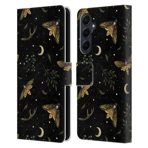 Episodic Drawing Pattern Death Head Moth Leather Book Wallet Case Cover For Samsung Galaxy A55 5G