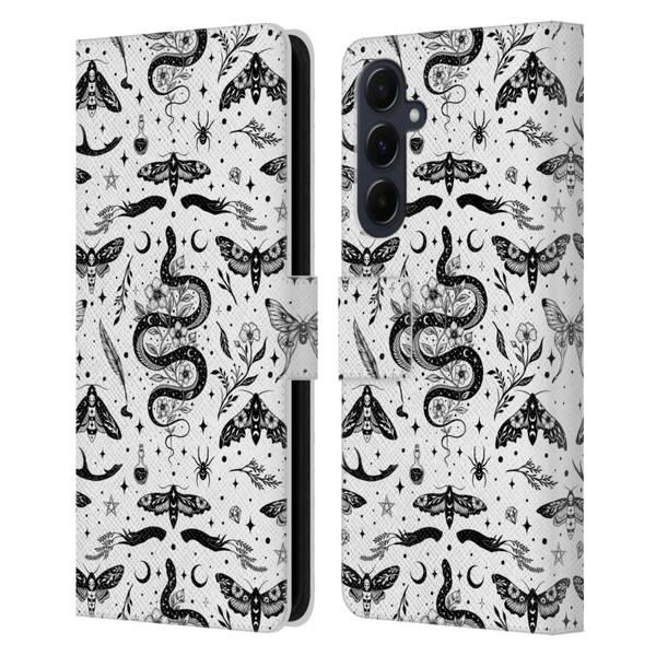 Episodic Drawing Pattern Flash Tattoo Leather Book Wallet Case Cover For Samsung Galaxy A55 5G