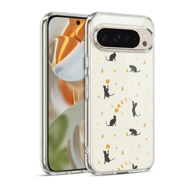 Episodic Drawing Pattern Cat And Moon Soft Gel Case for Google Pixel 9 / Pixel 9 Pro