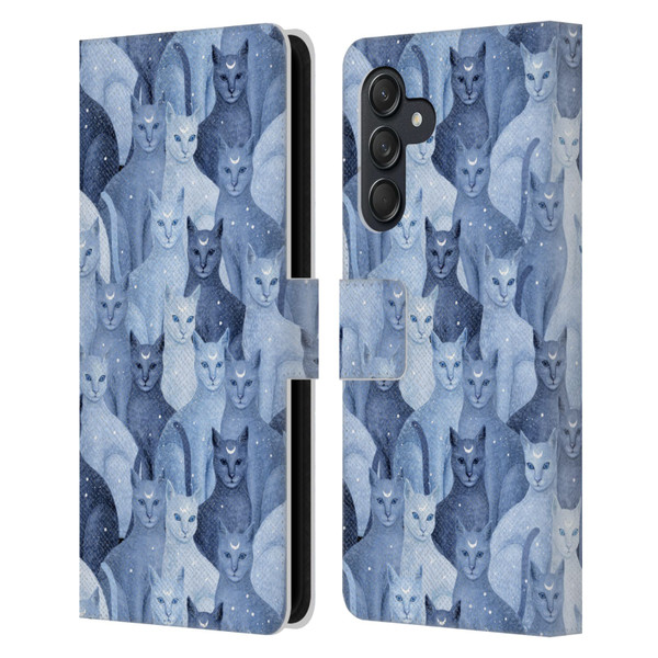 Episodic Drawing Pattern Cats Leather Book Wallet Case Cover For Samsung Galaxy M55 5G