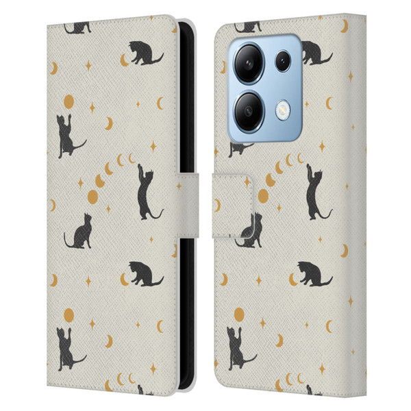 Episodic Drawing Pattern Cat And Moon Leather Book Wallet Case Cover For Xiaomi Redmi Note 13/13 Pro 5G