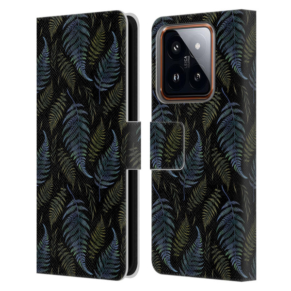 Episodic Drawing Pattern Leaves Leather Book Wallet Case Cover For Xiaomi 14