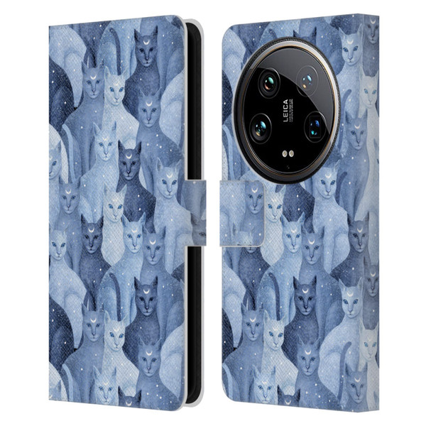 Episodic Drawing Pattern Cats Leather Book Wallet Case Cover For Xiaomi 14 Ultra