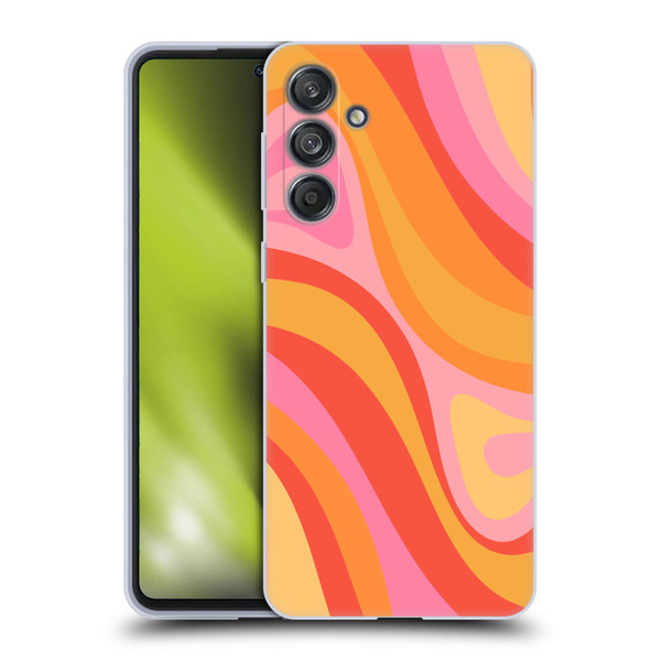 Kierkegaard Design Studio Retro Abstract Patterns Pink Orange Yellow Swirl Soft Gel Case for Samsung Galaxy M55 5G