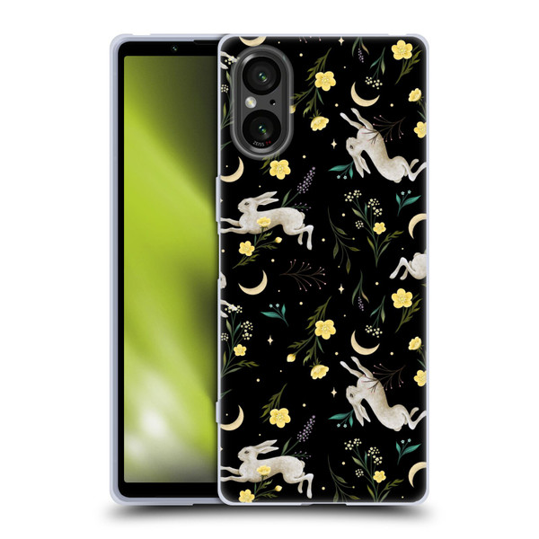 Episodic Drawing Pattern Bunny Night Soft Gel Case for Sony Xperia 5 V 5G