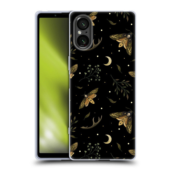 Episodic Drawing Pattern Death Head Moth Soft Gel Case for Sony Xperia 5 V 5G