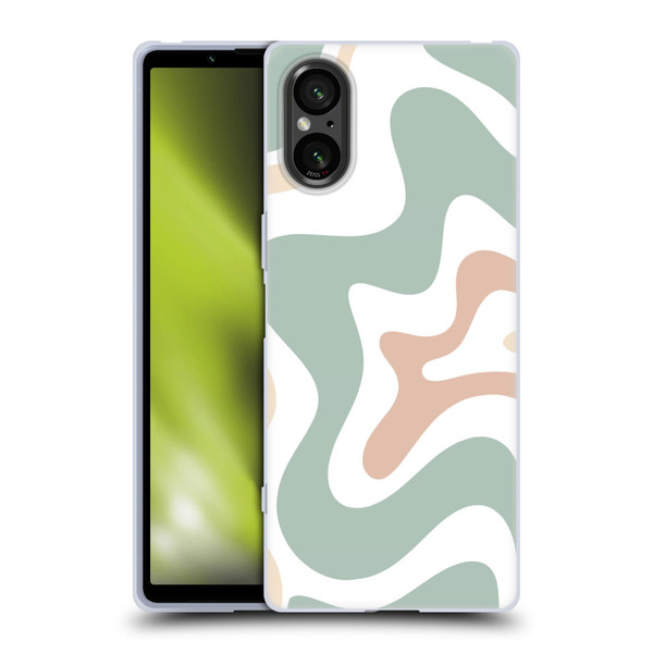 Kierkegaard Design Studio Retro Abstract Patterns Celadon Sage Swirl Soft Gel Case for Sony Xperia 5 V 5G