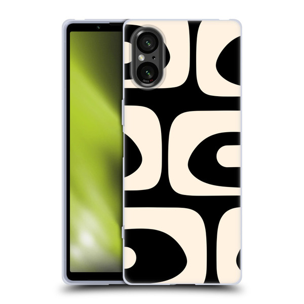 Kierkegaard Design Studio Retro Abstract Patterns Modern Piquet Black Cream Soft Gel Case for Sony Xperia 5 V 5G