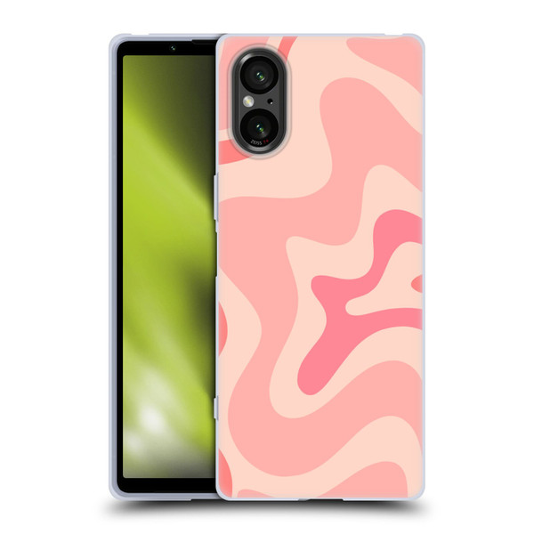 Kierkegaard Design Studio Retro Abstract Patterns Soft Pink Liquid Swirl Soft Gel Case for Sony Xperia 5 V 5G