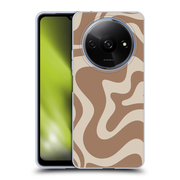 Kierkegaard Design Studio Retro Abstract Patterns Milk Brown Beige Swirl Soft Gel Case for Xiaomi Redmi A3