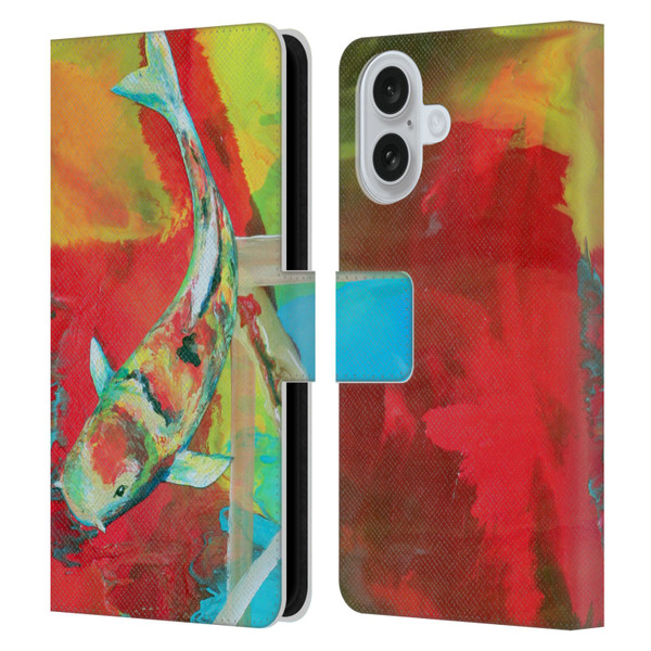 Jody Wright Animals Koi Fish Leather Book Wallet Case Cover For Apple iPhone 16