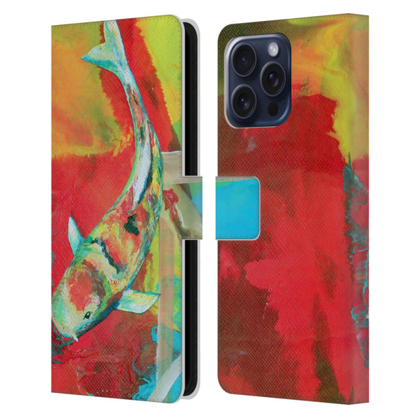 Jody Wright Animals Koi Fish Leather Book Wallet Case Cover For Apple iPhone 16 Pro Max