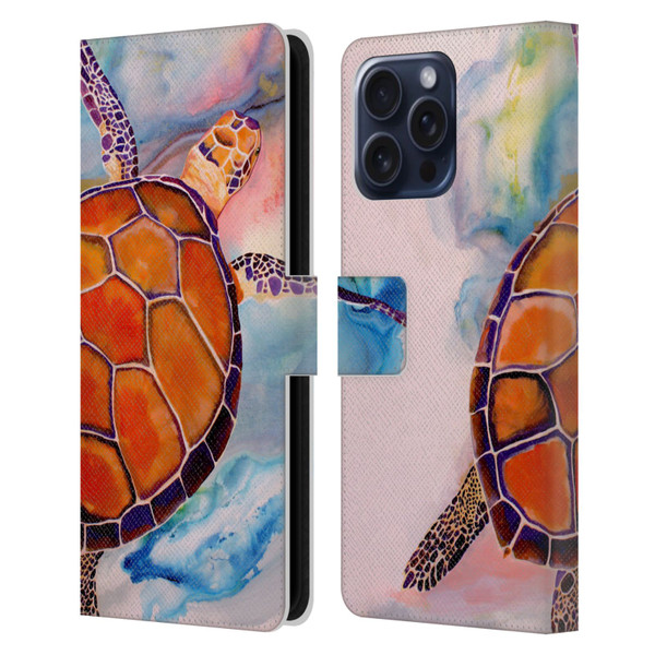 Jody Wright Animals Tranquility Sea Turtle Leather Book Wallet Case Cover For Apple iPhone 16 Pro Max