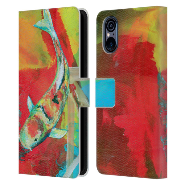 Jody Wright Animals Koi Fish Leather Book Wallet Case Cover For Sony Xperia 5 V 5G