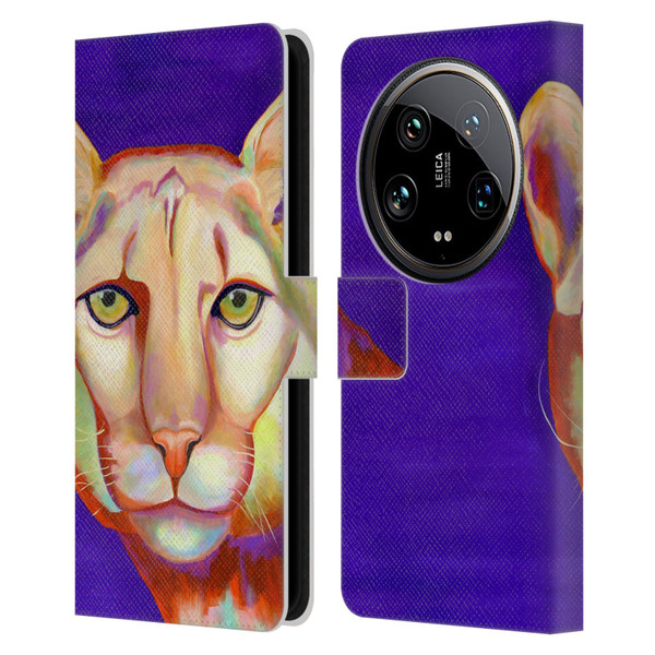 Jody Wright Animals Panther Leather Book Wallet Case Cover For Xiaomi 14 Ultra